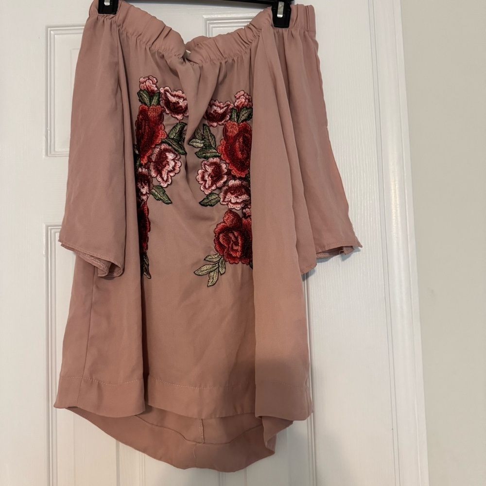 Floral Embroidered Pink Blouse